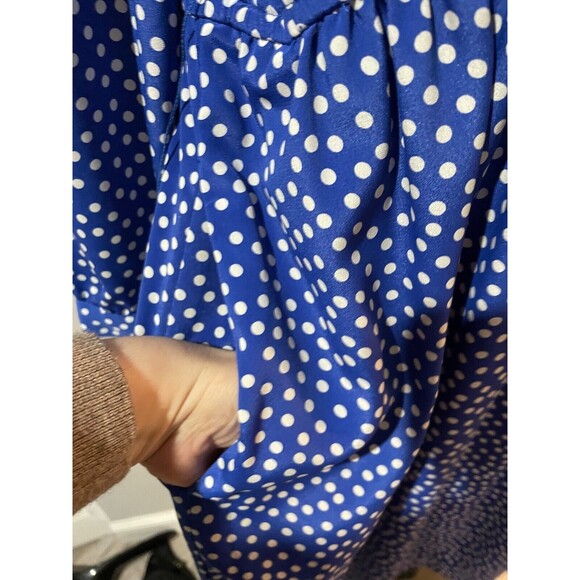 Talbots Women’s Vintage Stand Collar Polka Dot Midi Dress size 8 Pleated Modest - Picture 5 of 13